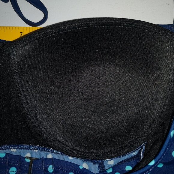 South Point Ladies Size 12 Navy with Teal Polka Dots Tankini Top - Picture 8 of 10